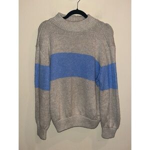 Aerie Mockneck Knit Oatmeal and Blue Sweater‎ Size Medium New without Tags